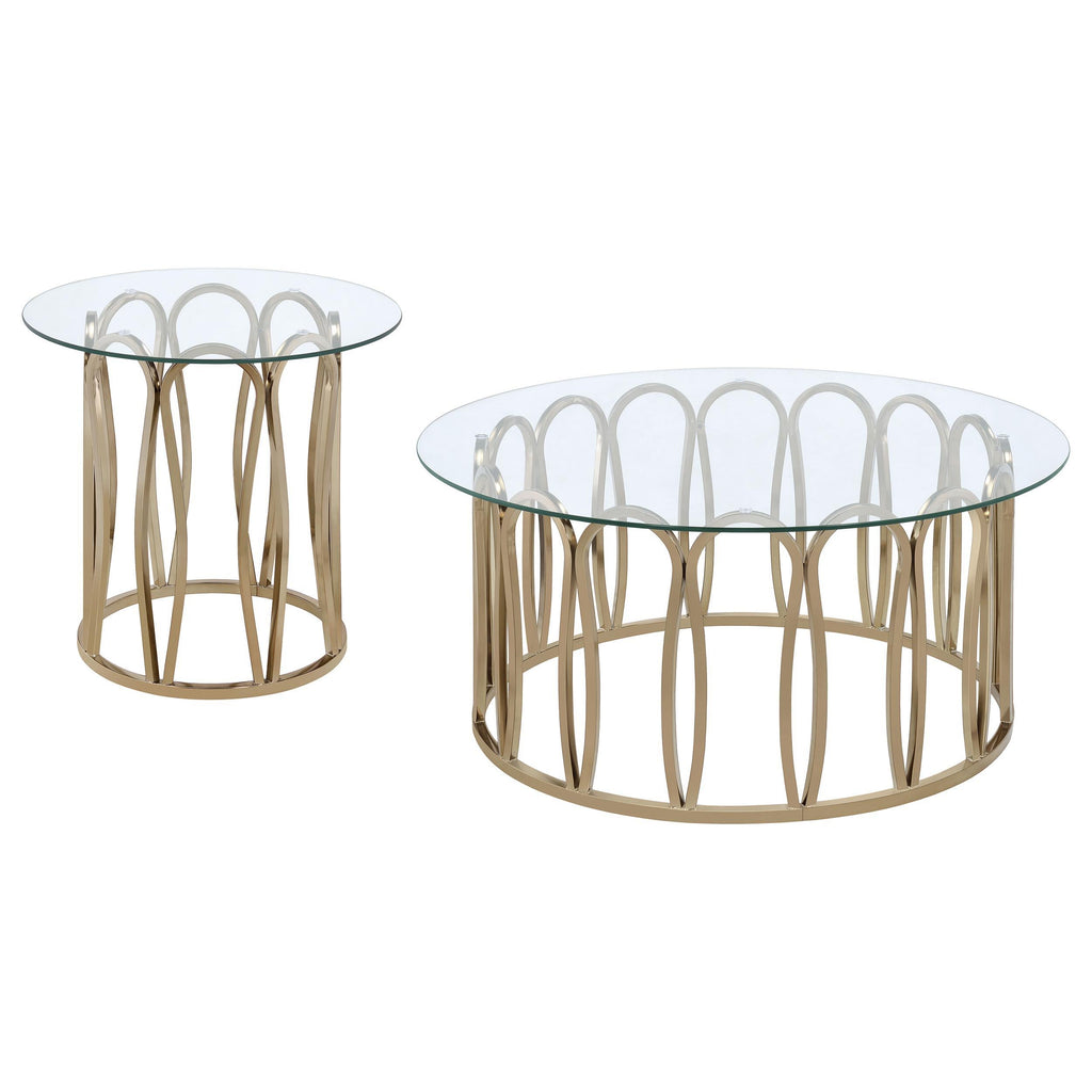 Monett Round Glass Top Coffee Table Chocolate Chrome