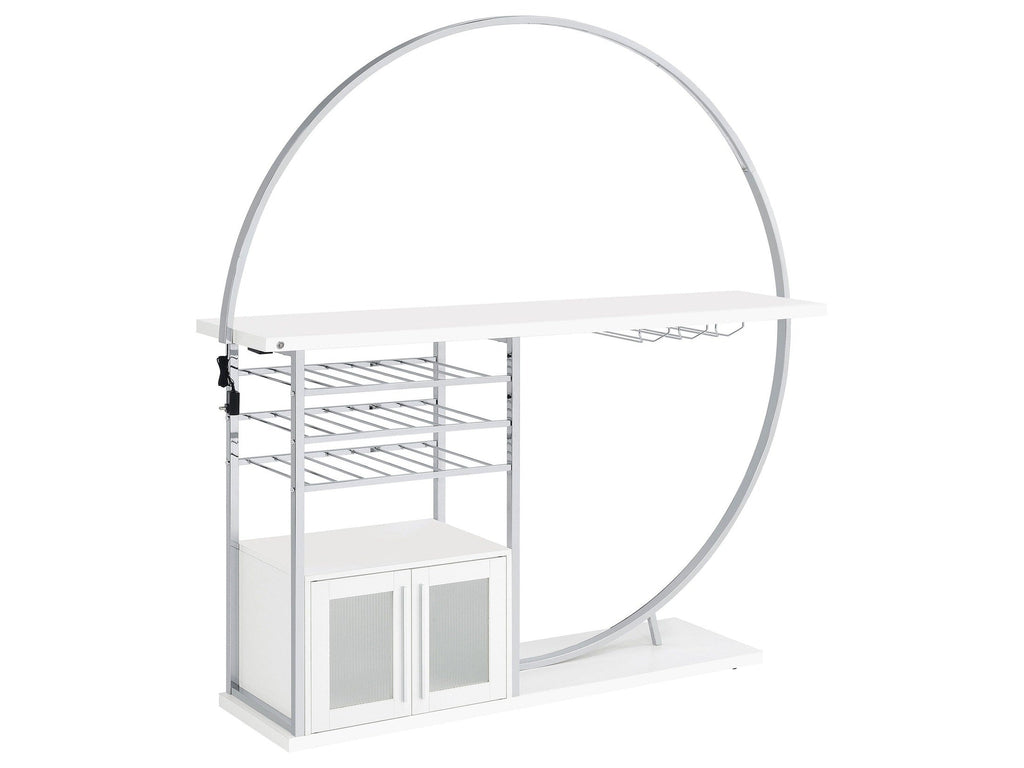 Risley 2-door Circular LED Wine Cabinet White High Gloss