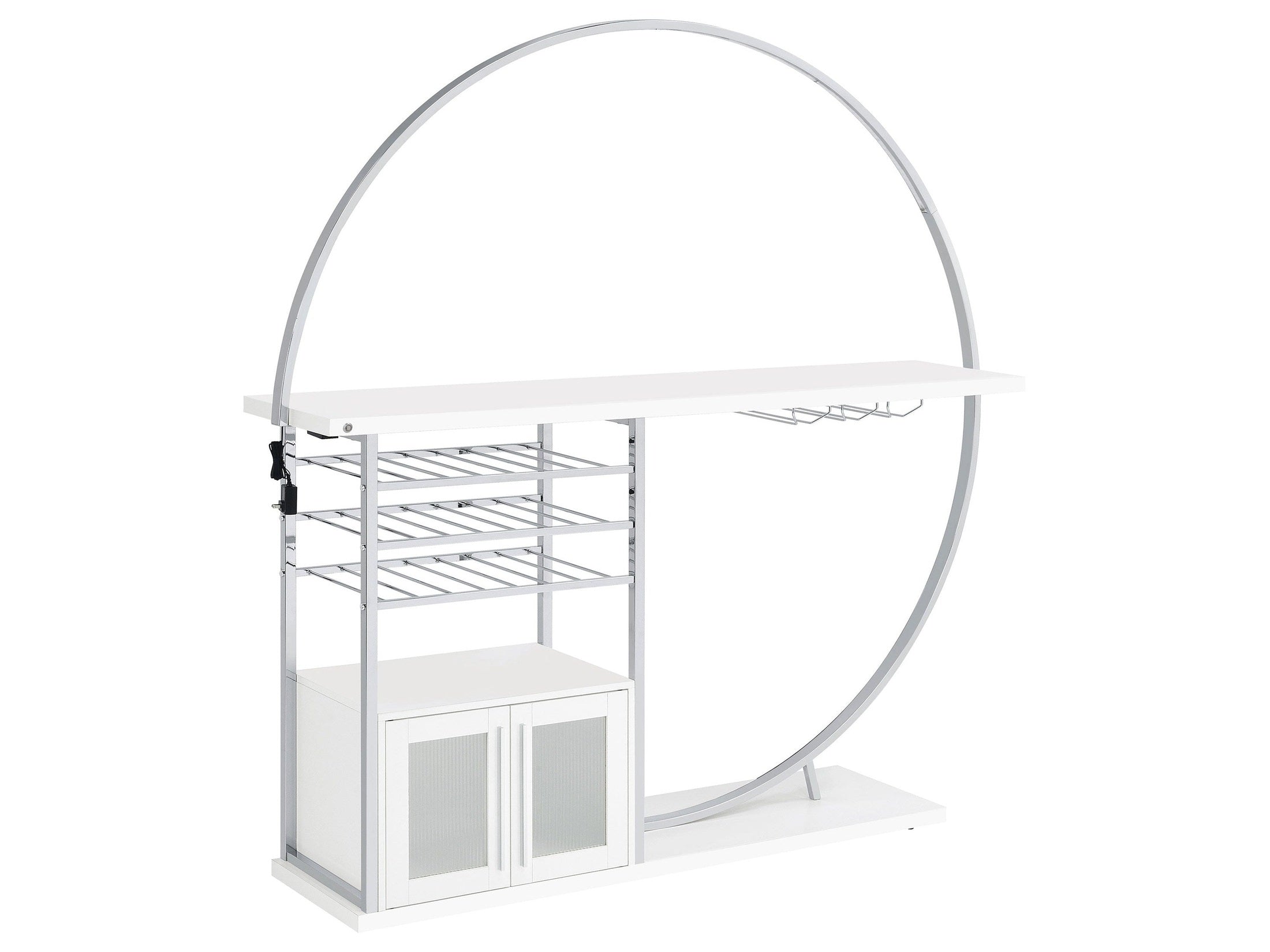 Risley 2-door Circular LED Wine Cabinet White High Gloss