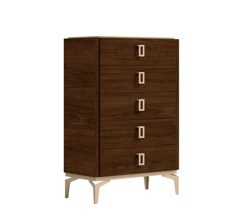 ESF Furniture - Eva 6 Piece King Bedroom Set in Rich Tobacco Walnut - EVAKSBED-6SET