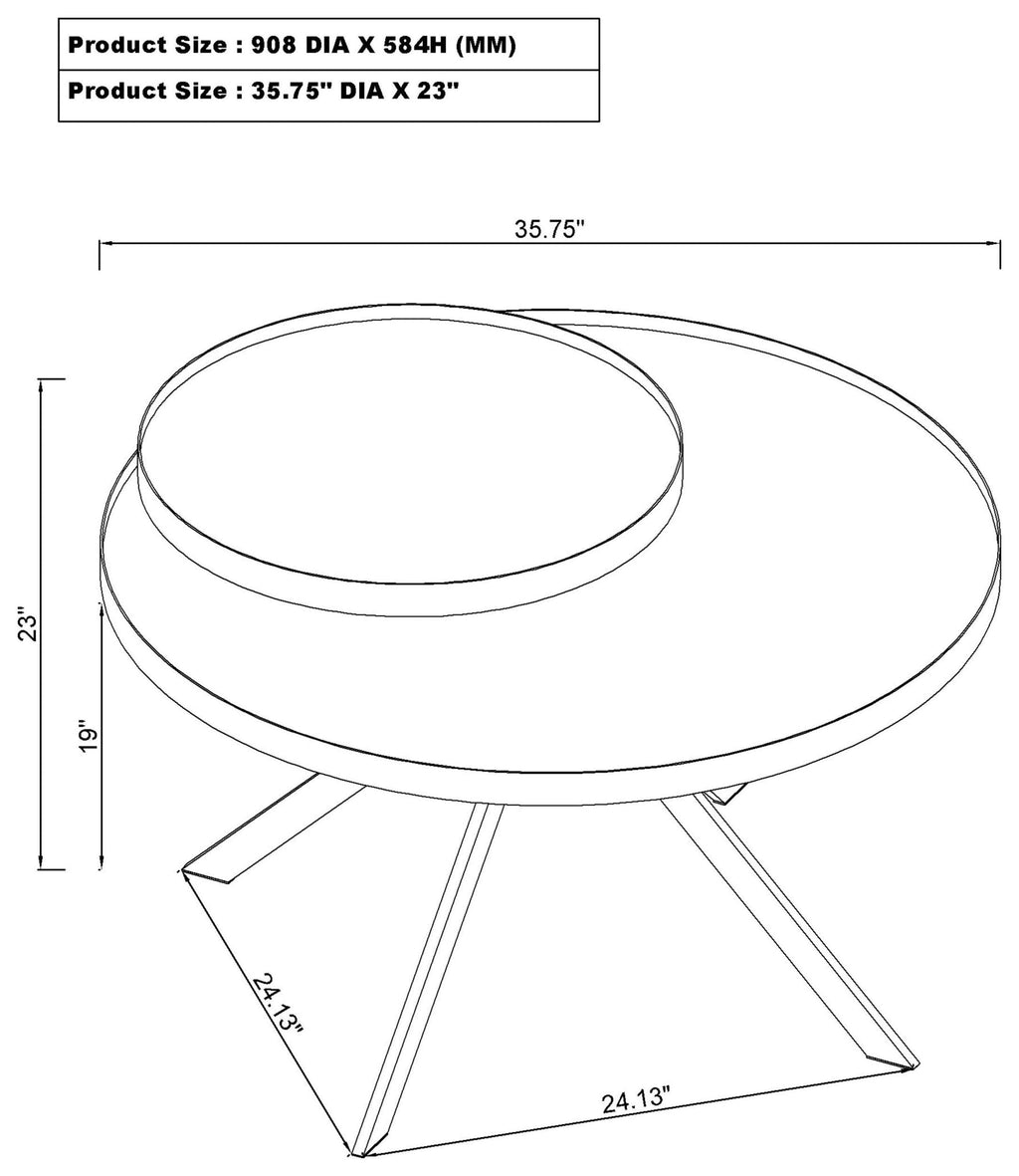 Briggs Round Marble Printed Glass Top Coffee Table White