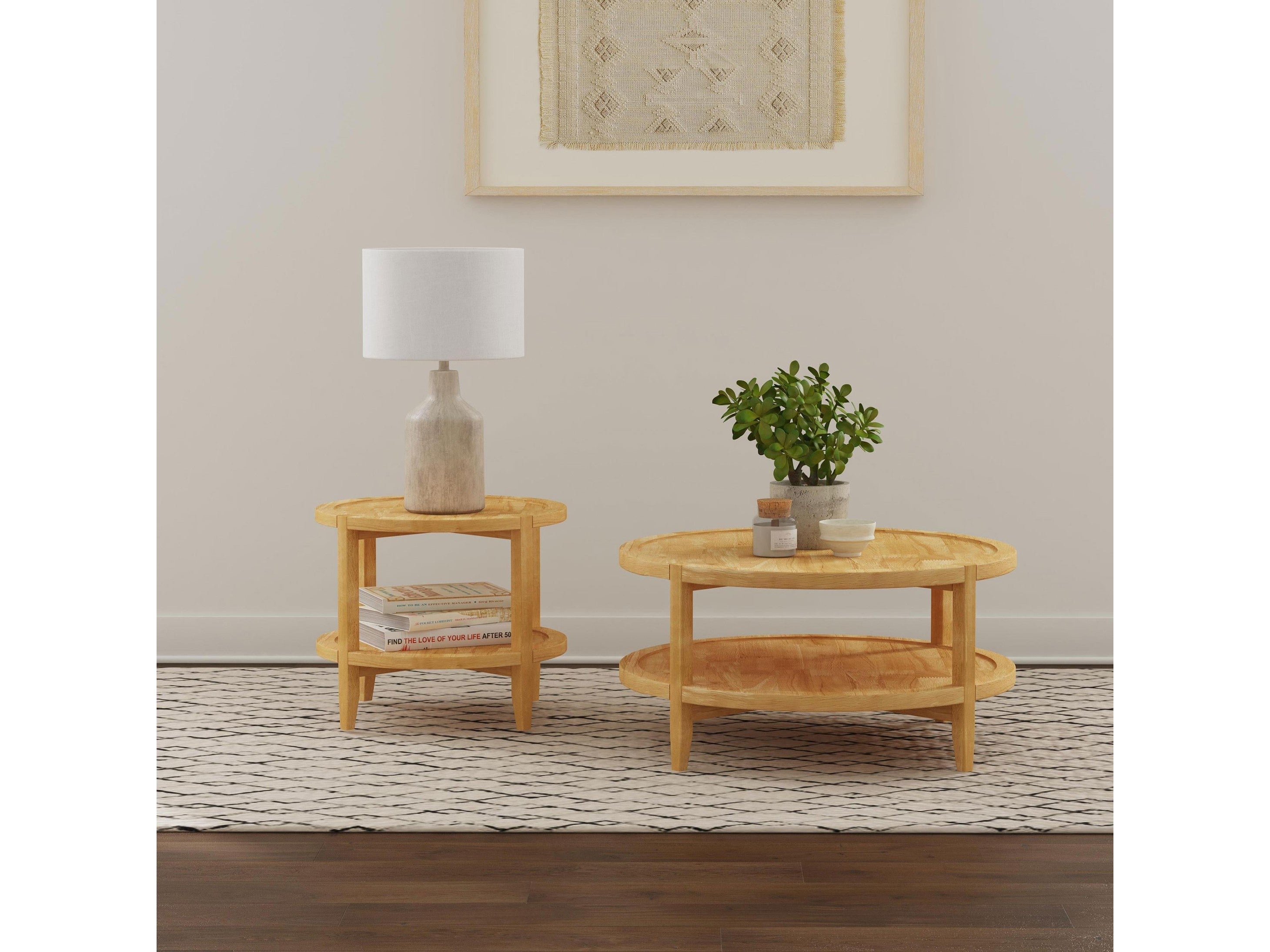 Camillo Round Solid Wood Coffee Table Maple Brown