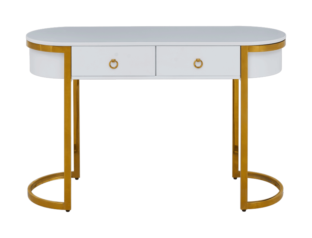 ESF Furniture - 131 Gold Marble Dining Table 8 Piece Dining Room Set - 131DININGTABLEGOLD-8SET