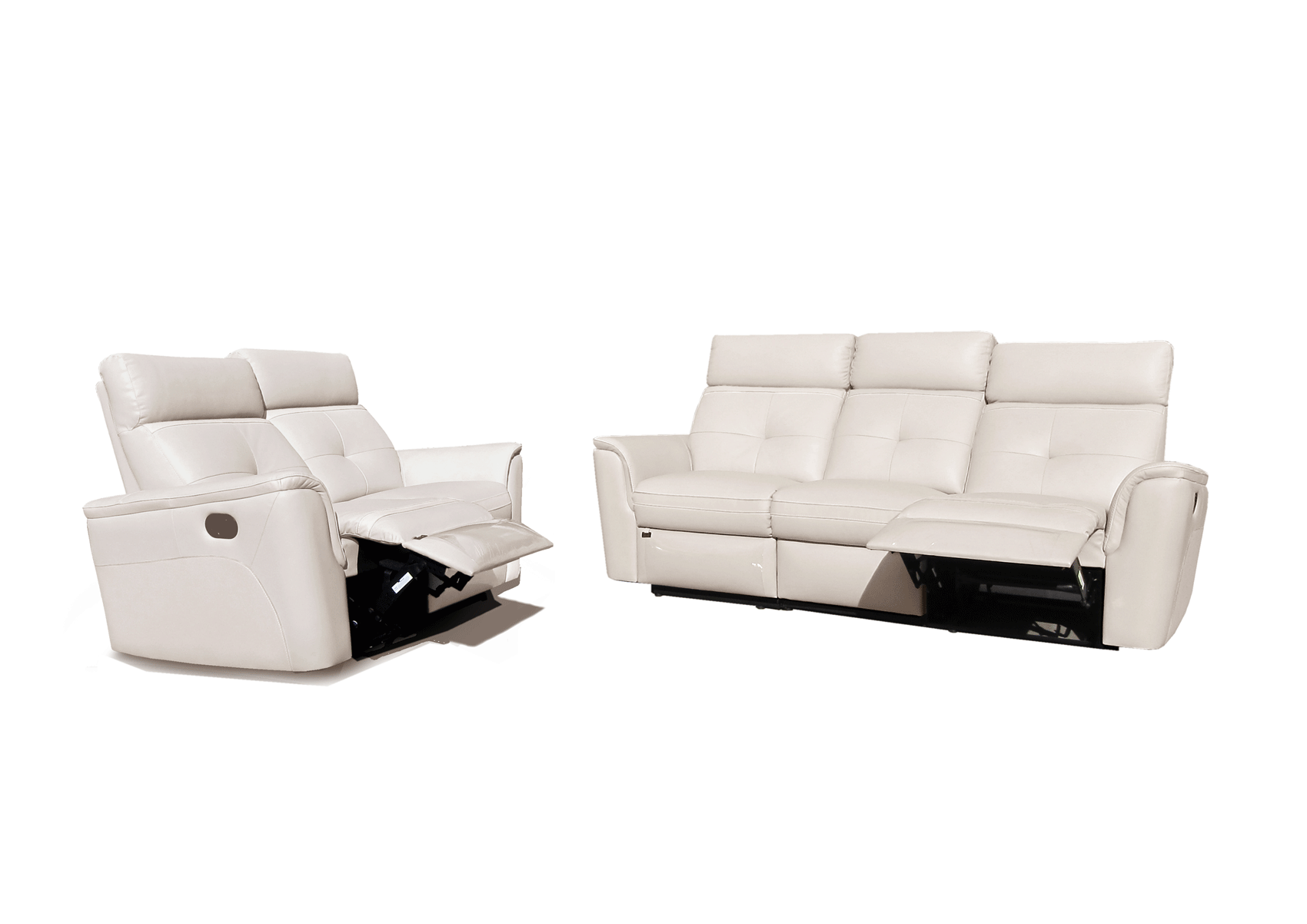 ESF Furniture - 8501 Living Room 3 Piece Living w/Manual Recliner Room Set in White - 85013SNOWWHITE