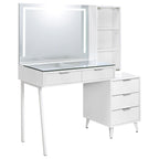 Souza 5-Drawer Makeup Vanity Table With LED Mirror White High Gloss