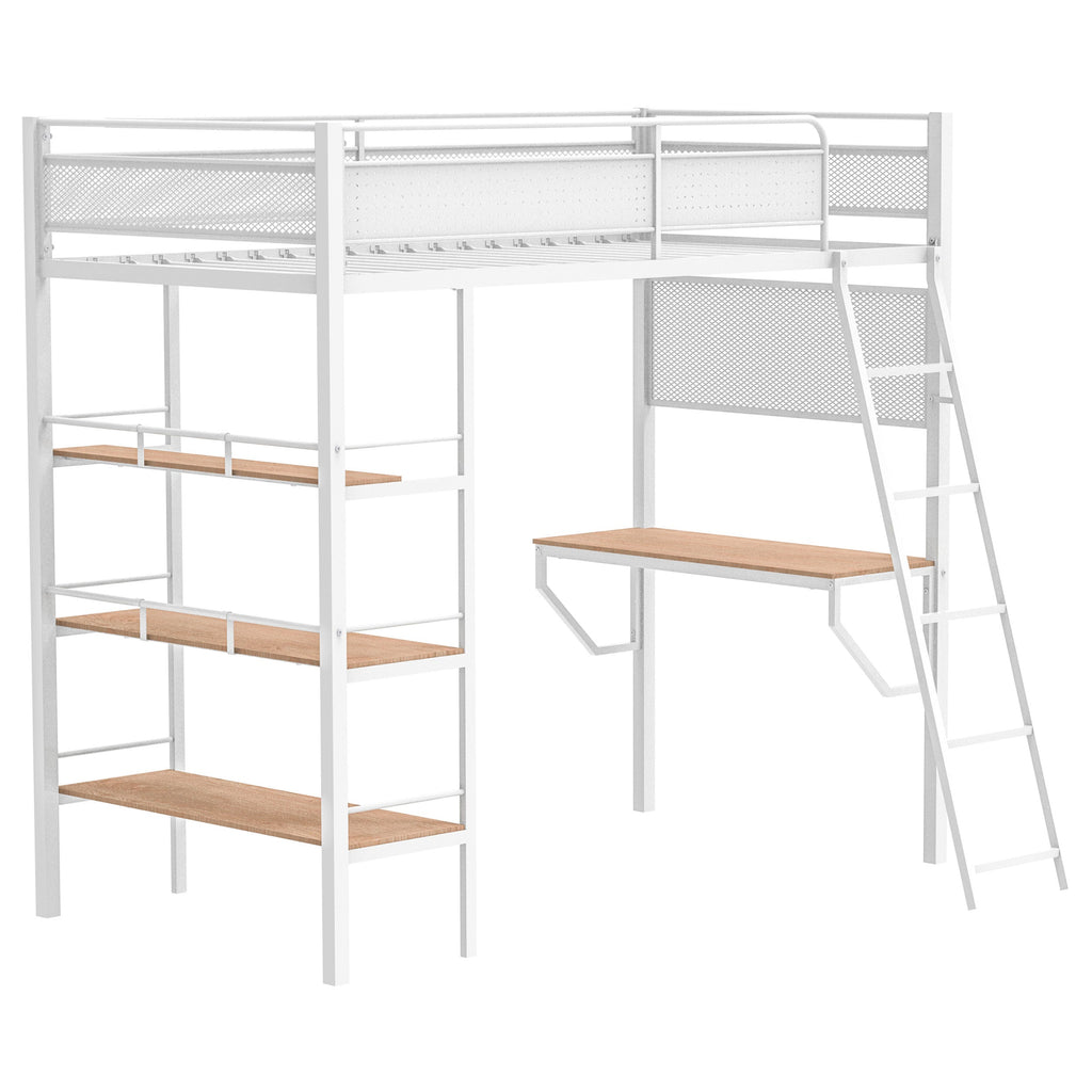 Campus 3-shelf Metal Twin Workstation Loft Bed Matte Black