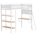 Campus 3-shelf Metal Twin Workstation Loft Bed Matte Black