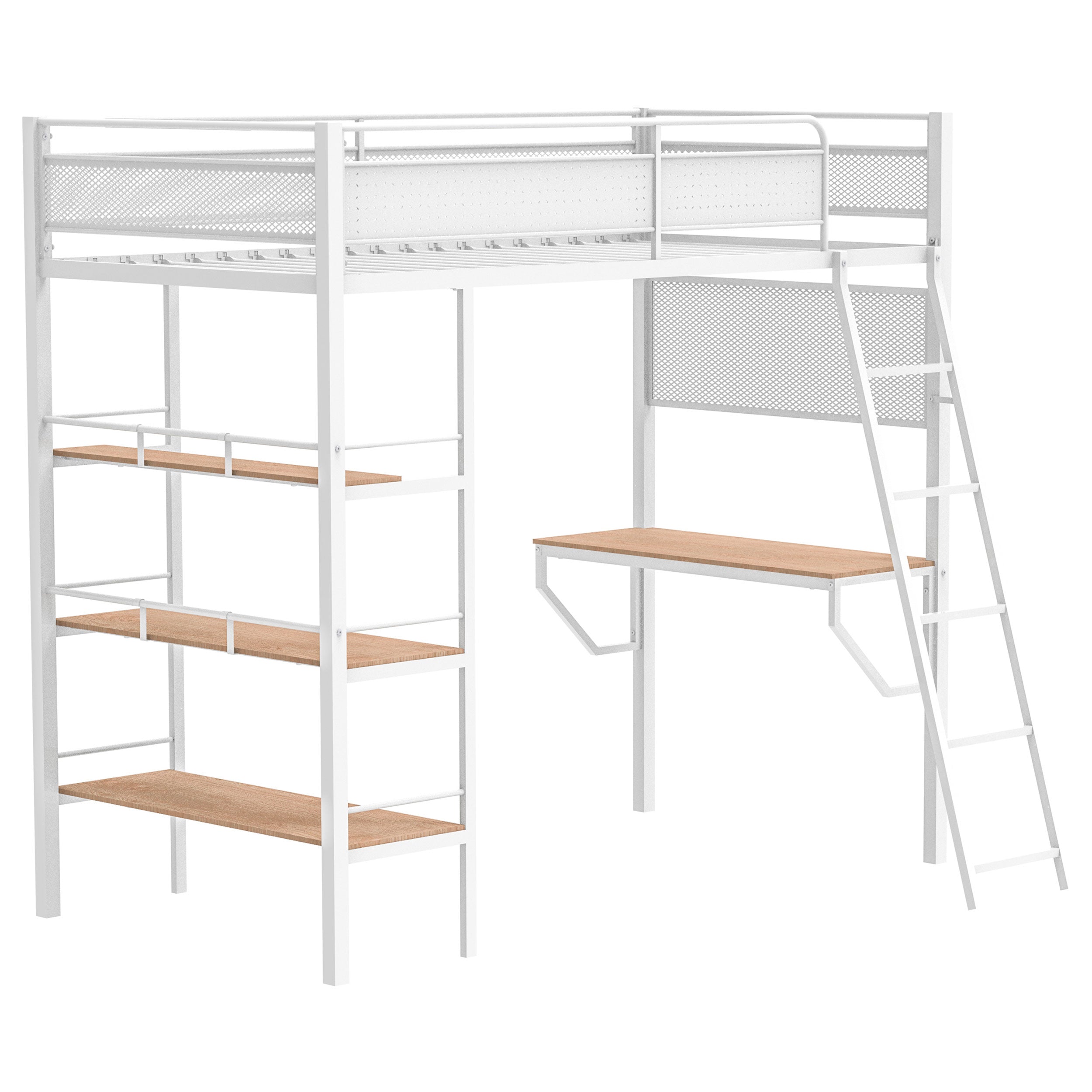 Campus 3-shelf Metal Twin Workstation Loft Bed Matte Black