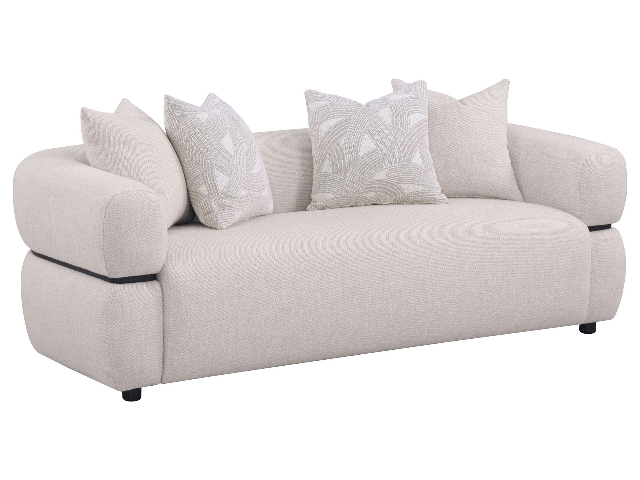 Jeanette 84-inch Fabric Upholstered Round Arm Sofa Beige
