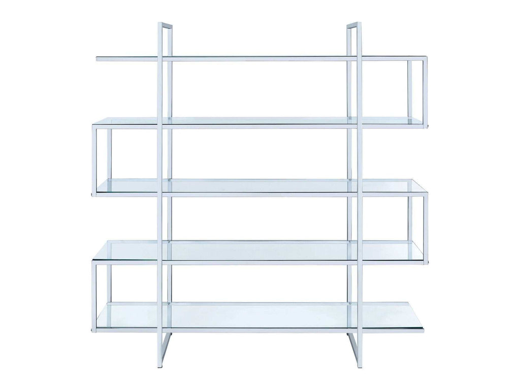 Elmer 63-inch 5-shelf Bookshelf Clear and Chrome