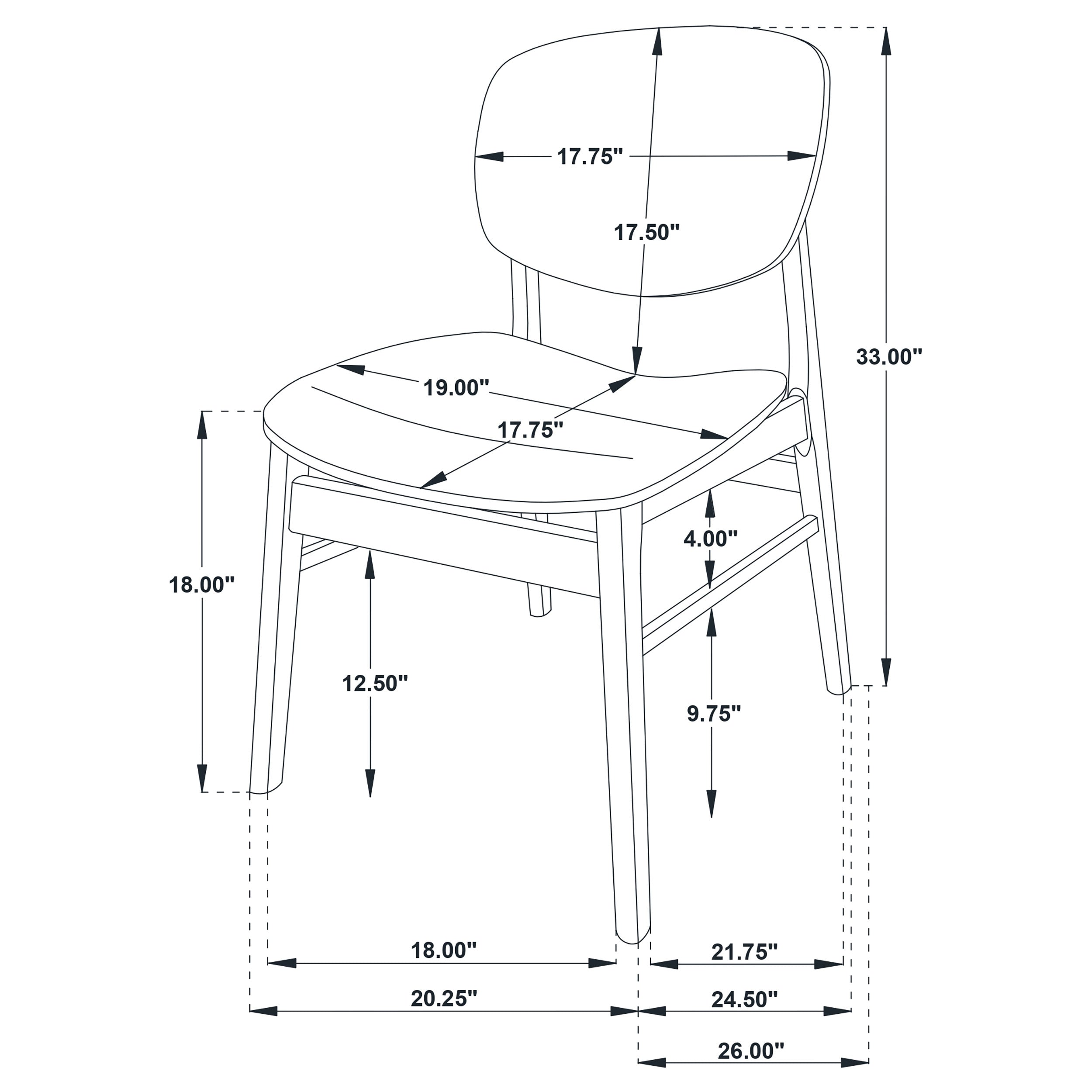 Benford Dining Side Chair Wood Seat Dark Brown (Set of 2)