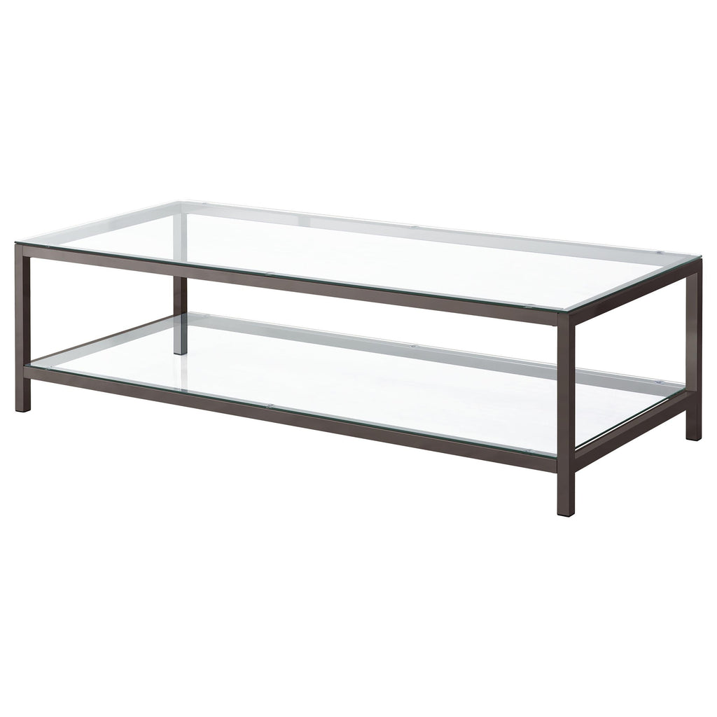 Trini 1-shelf Glass Top Coffee Table Black Nickel