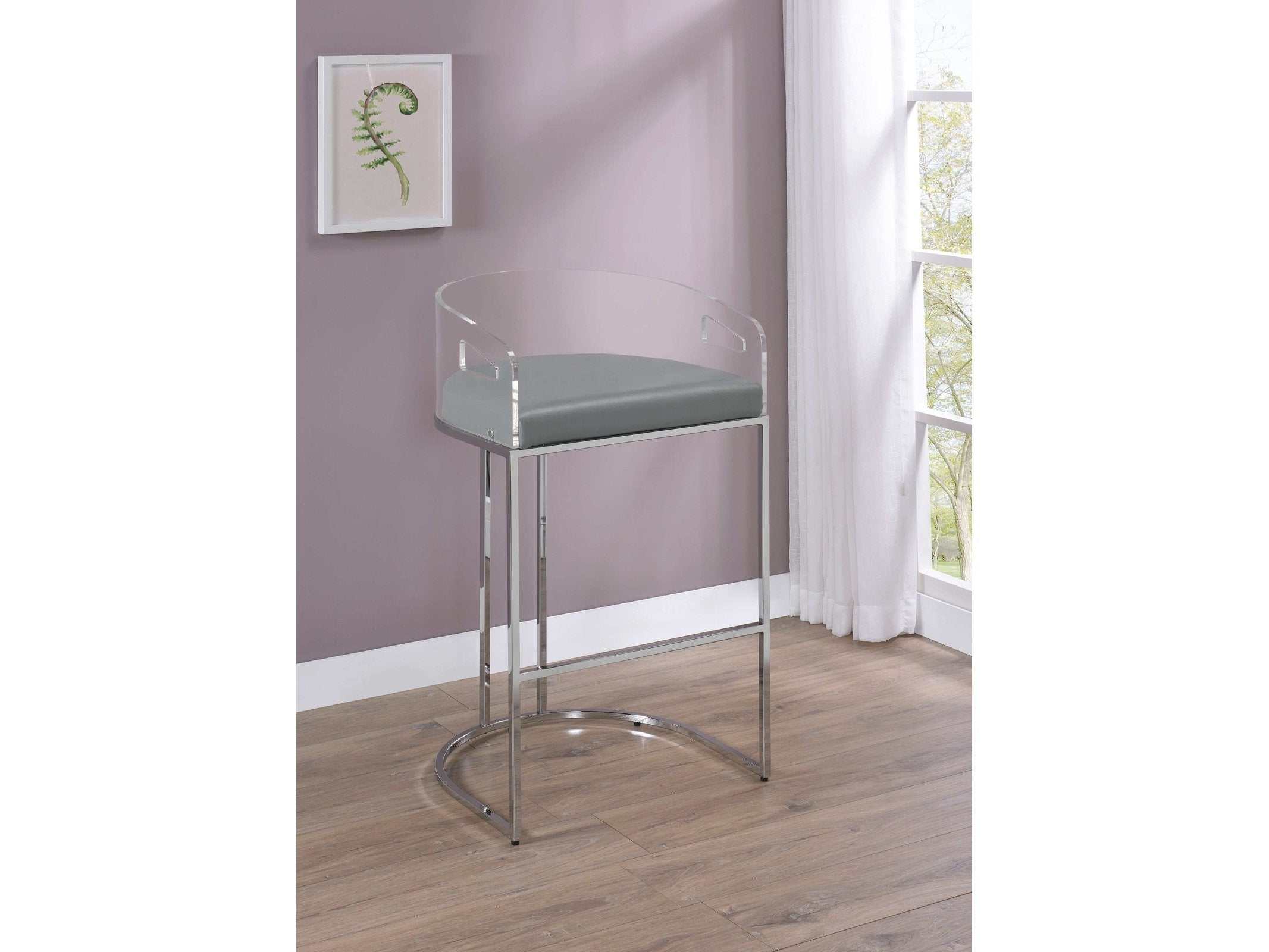 Thermosolis Clear Acrylic Bar Chair Chrome (Set of 2)