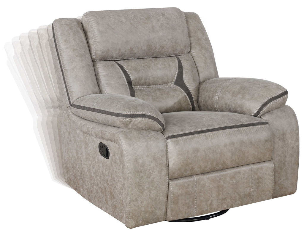 Greer Upholstered Swivel Glider Recliner Chair Taupe