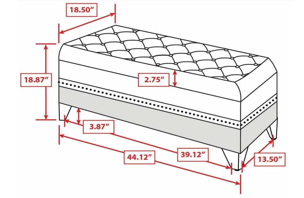 Barzini Velvet Upholstered Tufted Storage Bench Black