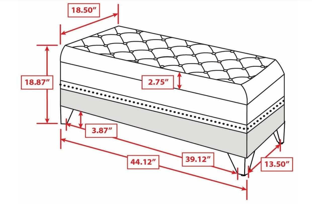 Barzini Velvet Upholstered Tufted Storage Bench Black