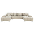Cannella U-Shaped Double Chaise Upholstered Sectional Sofa Beige - 500350
