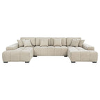 Cannella U-Shaped Double Chaise Upholstered Sectional Sofa Beige - 500350
