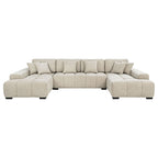 Cannella U-Shaped Double Chaise Upholstered Sectional Sofa Beige