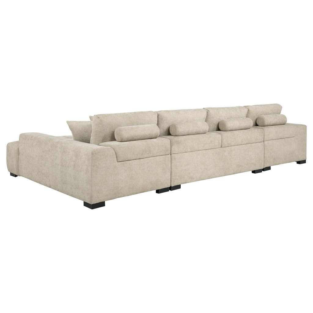 Cannella Beige U-Shaped Double Chaise Upholstered Sectional Sofa