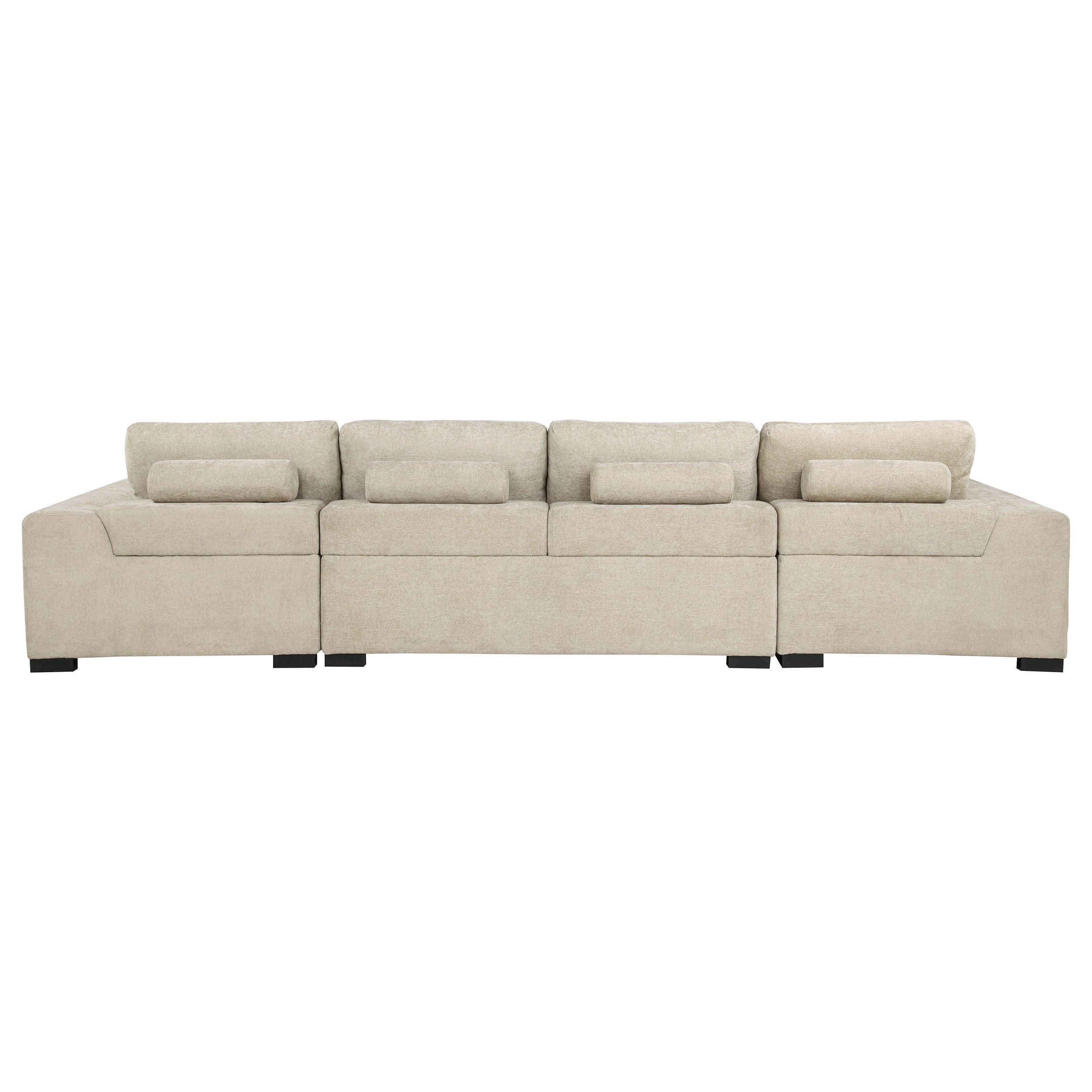 Cannella Beige U-Shaped Double Chaise Upholstered Sectional Sofa