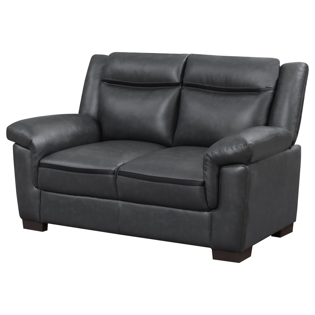 Arabella Grey Faux Leather Loveseat