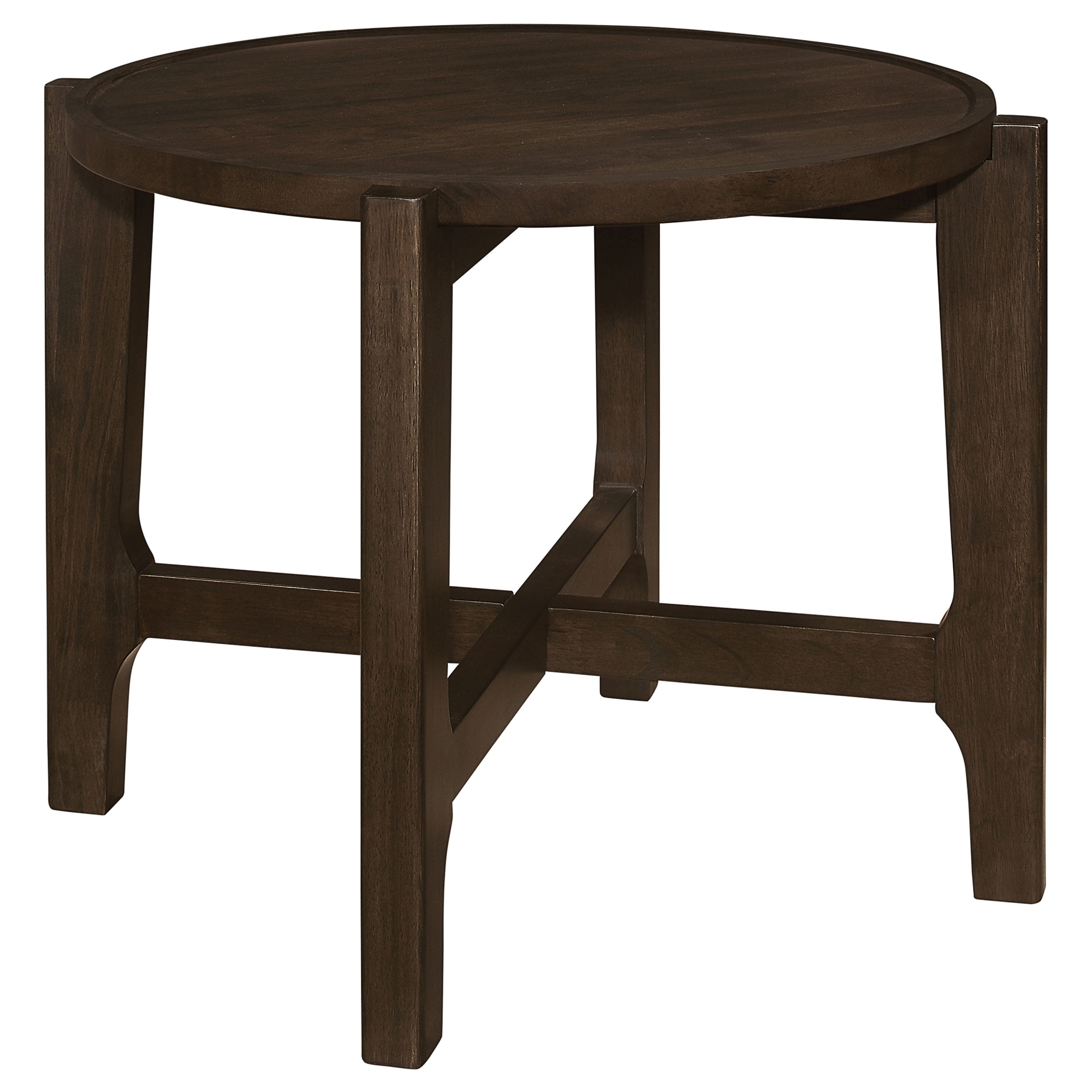 Cota Round Solid Wood Coffee Table Dark Brown