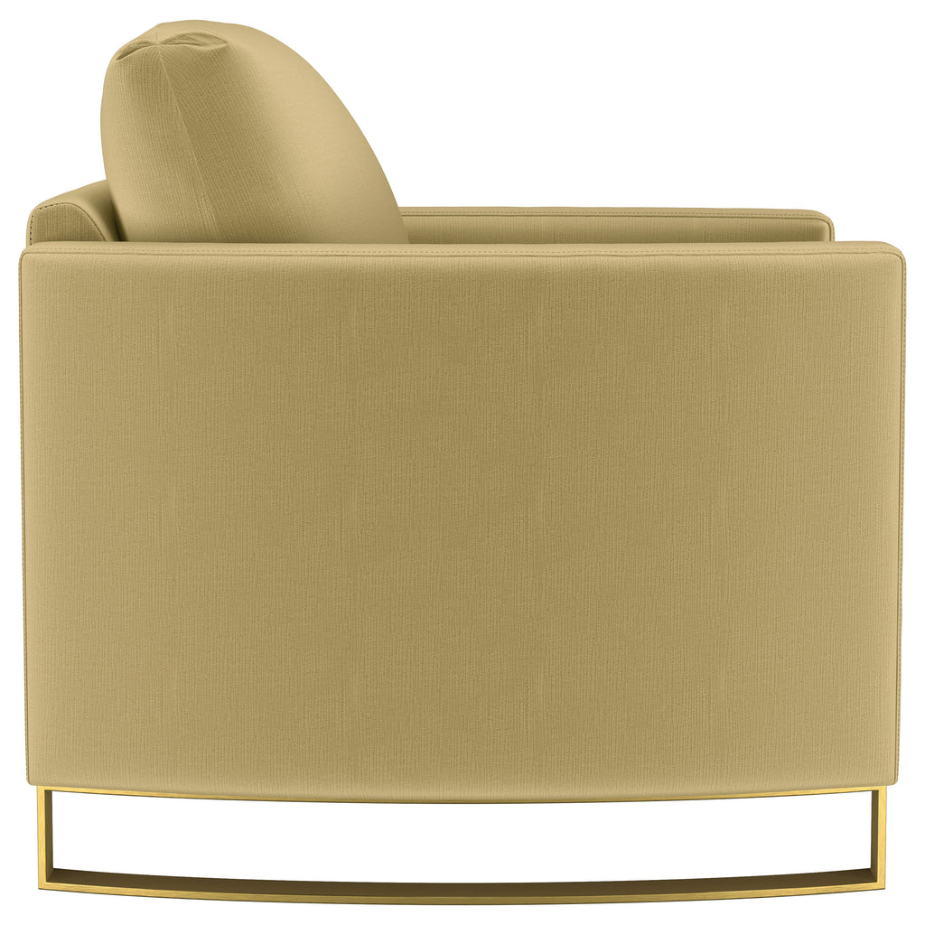 Corliss Camel Upholstered Curved Track Arm Chair