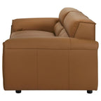 Buxton Top Grain Leather Upholstered Sofa Orange