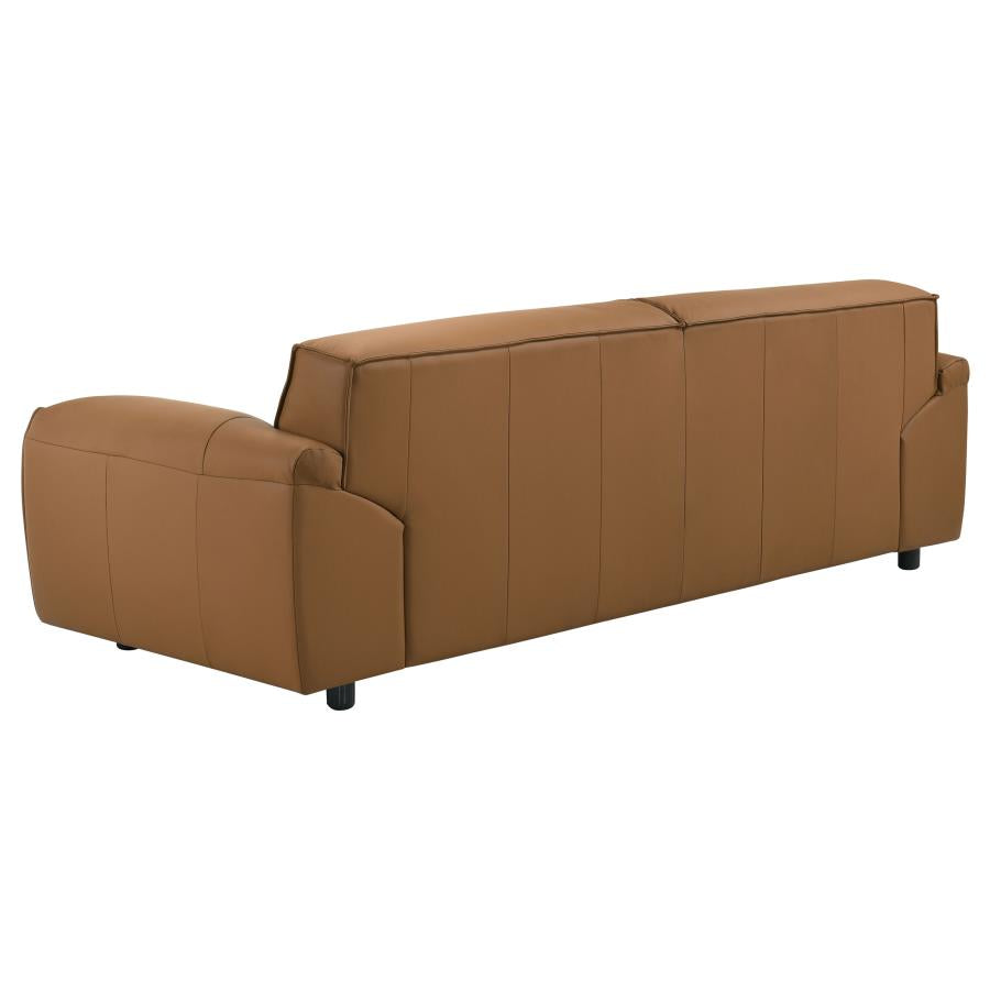 Buxton Top Grain Leather Upholstered Sofa Orange