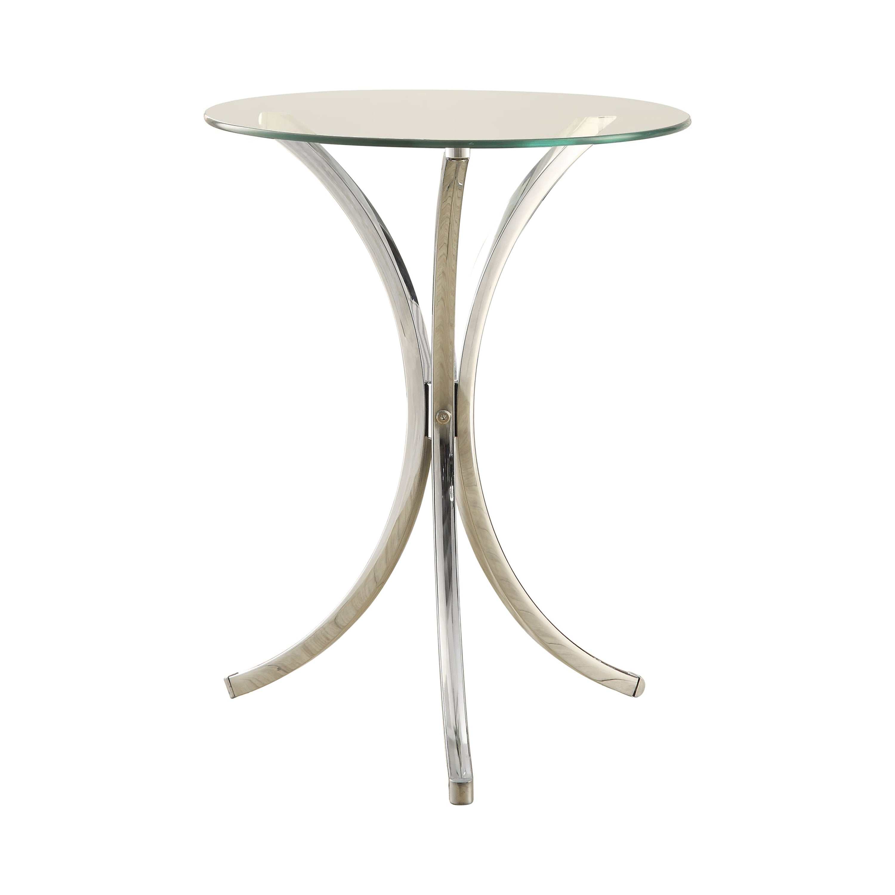 Eloise Round Glass Top Accent Side Table Chrome