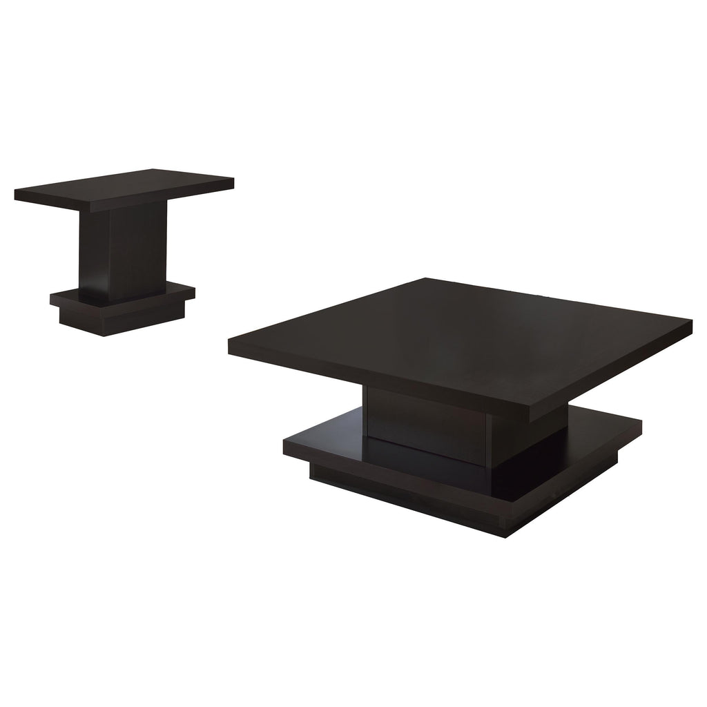 Reston Square Engineered Wood Coffee Table with Casters Cappuccino