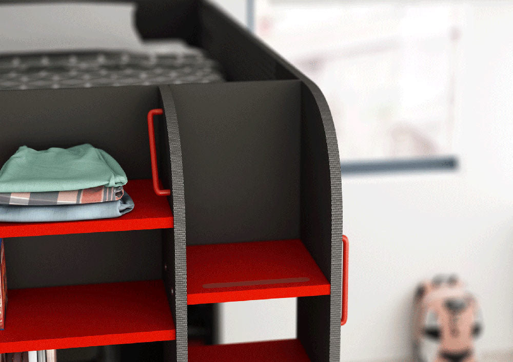 ESF Furniture - Gamer Bed 120x200 in Red & Black - GAMERBEDRED120x200