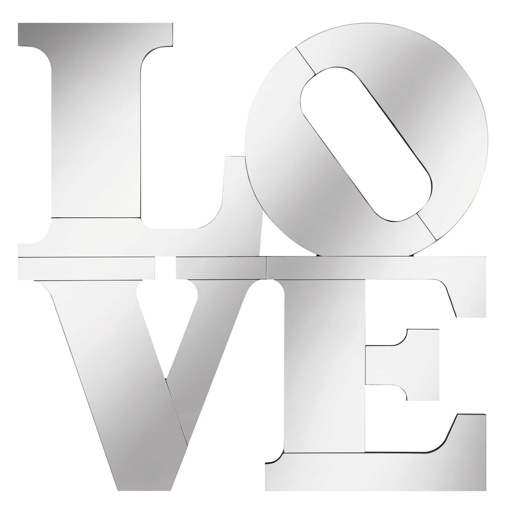 Keiran 40 x 40 Inch LOVE Lettered Wall Mirror Silver