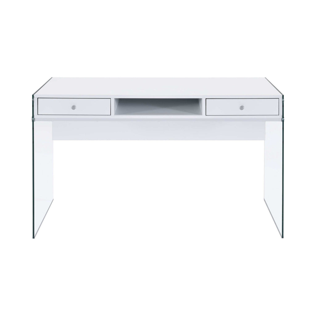 Dobrev 48-inch 2-drawer Writing Desk White High Gloss