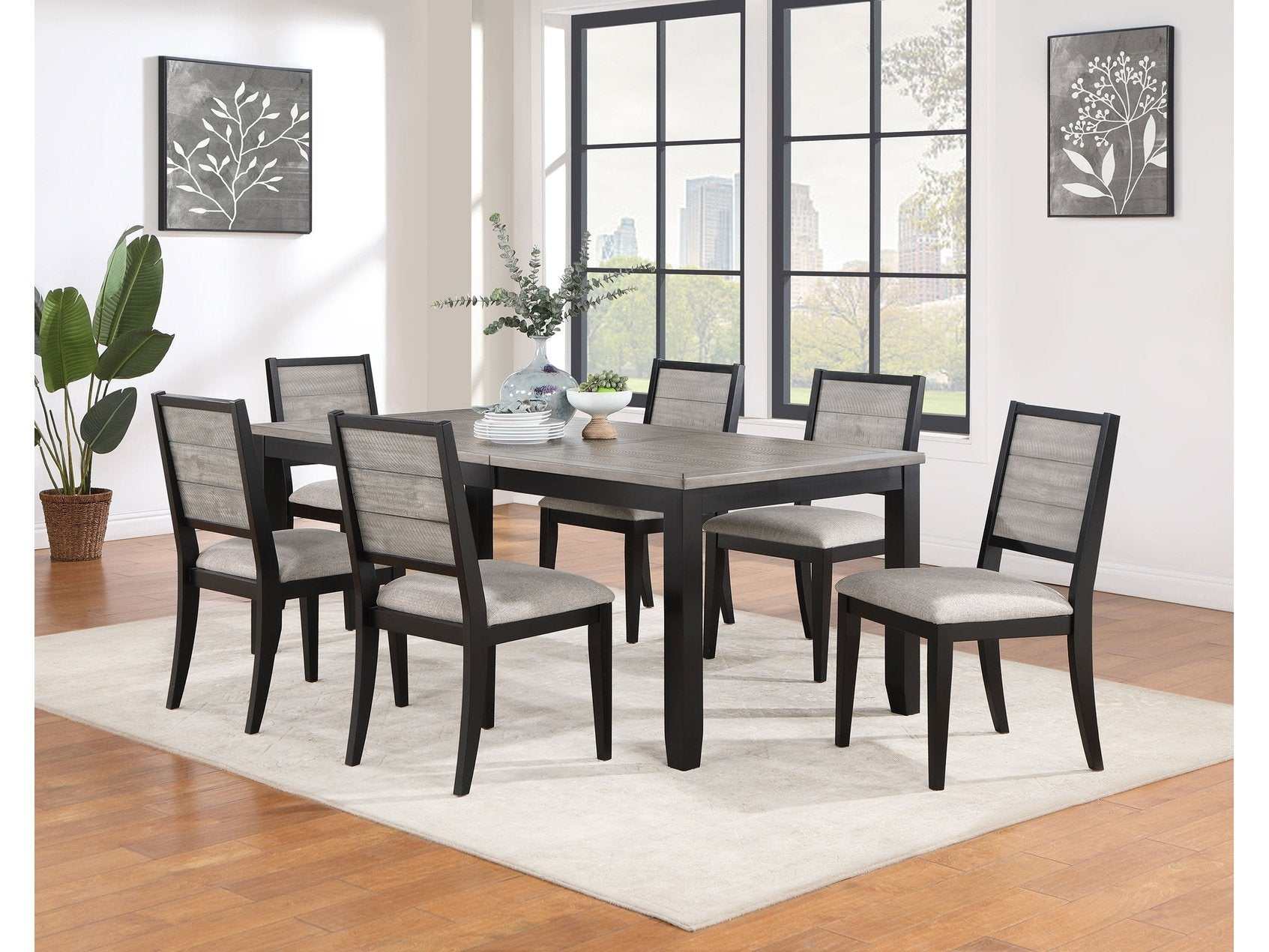 Elodie 5-piece Rectangular Extension Leaf Dining Set Black