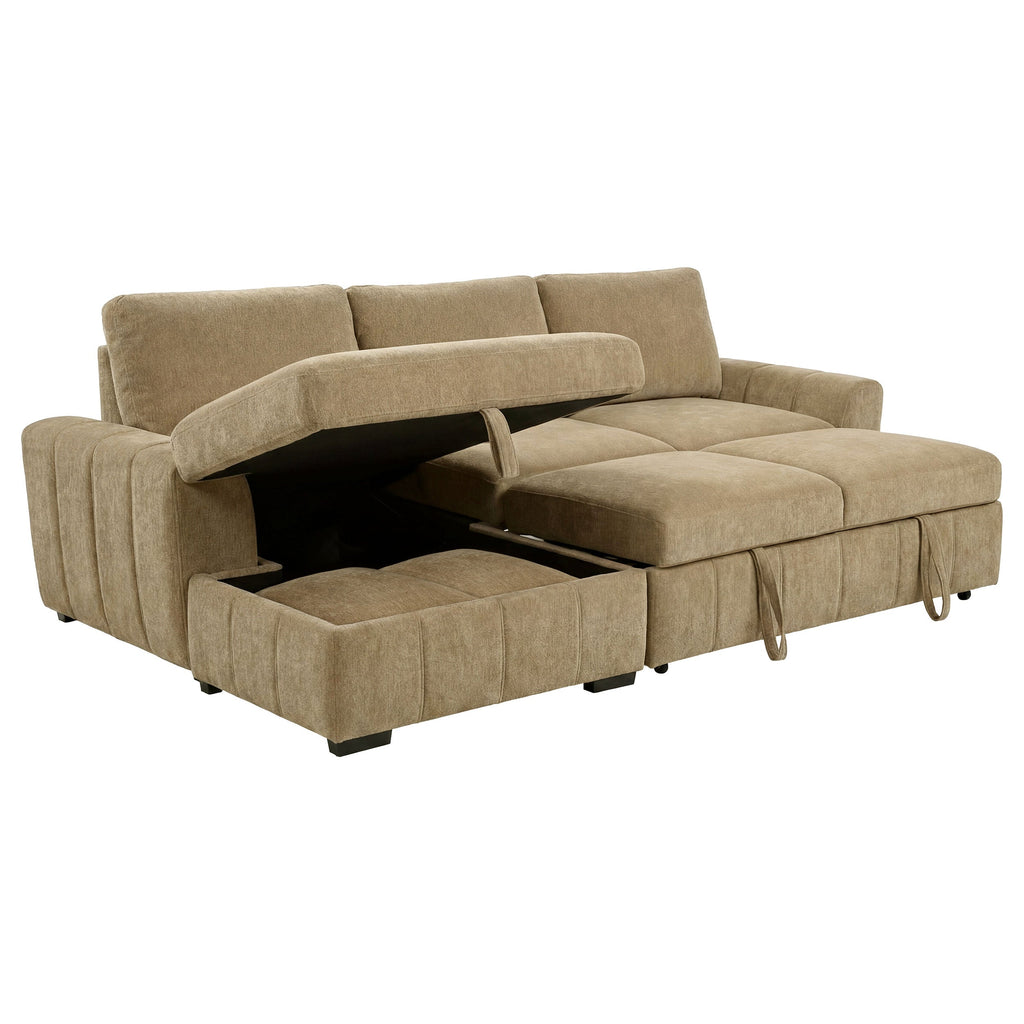 Cannella U-Shaped Double Chaise Upholstered Sectional Sofa Beige