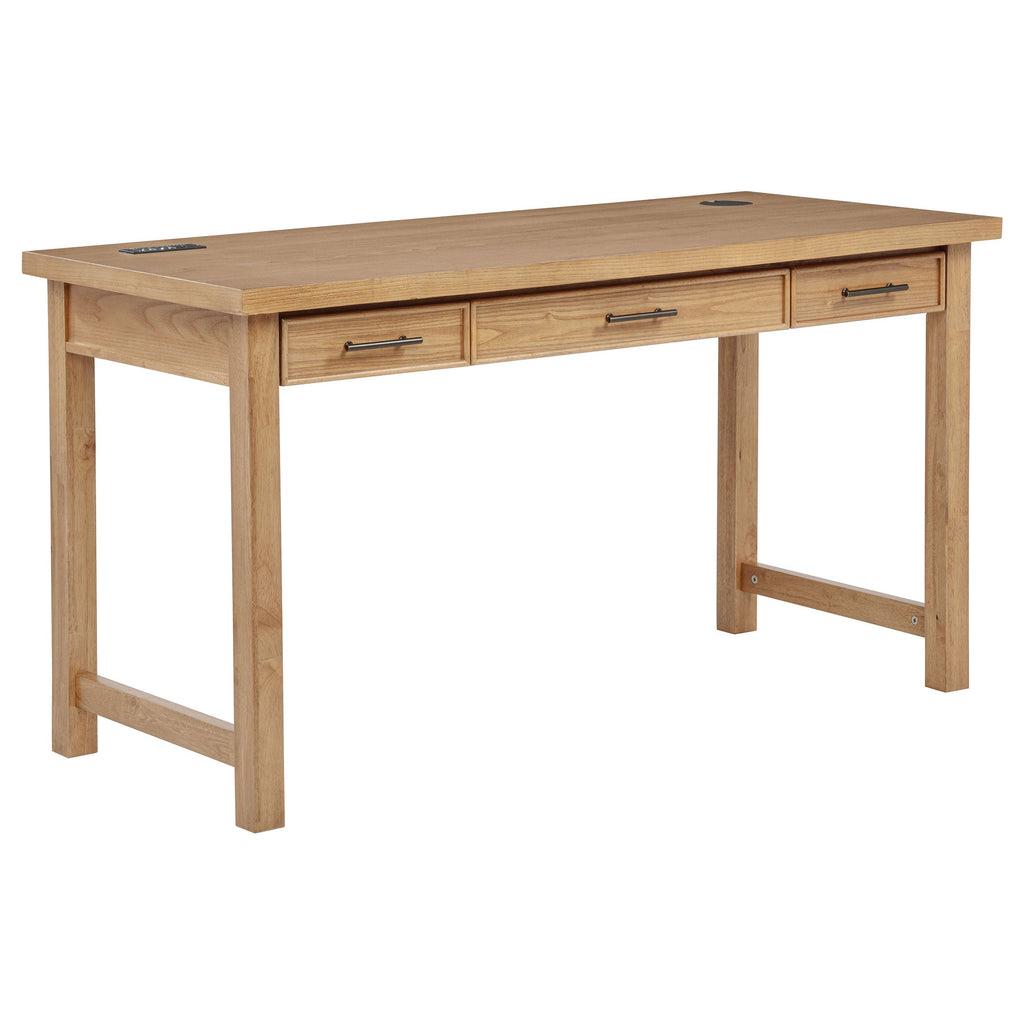 Vermes 66-inch 7-drawer Computer Desk with Power Outlet Light Ash