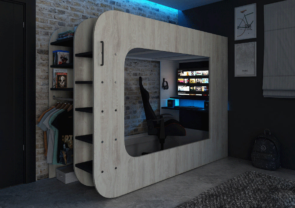 ESF Furniture - Gamer Bed 35.43" x 78.7" in Natural - GAMERBEDNATURAL