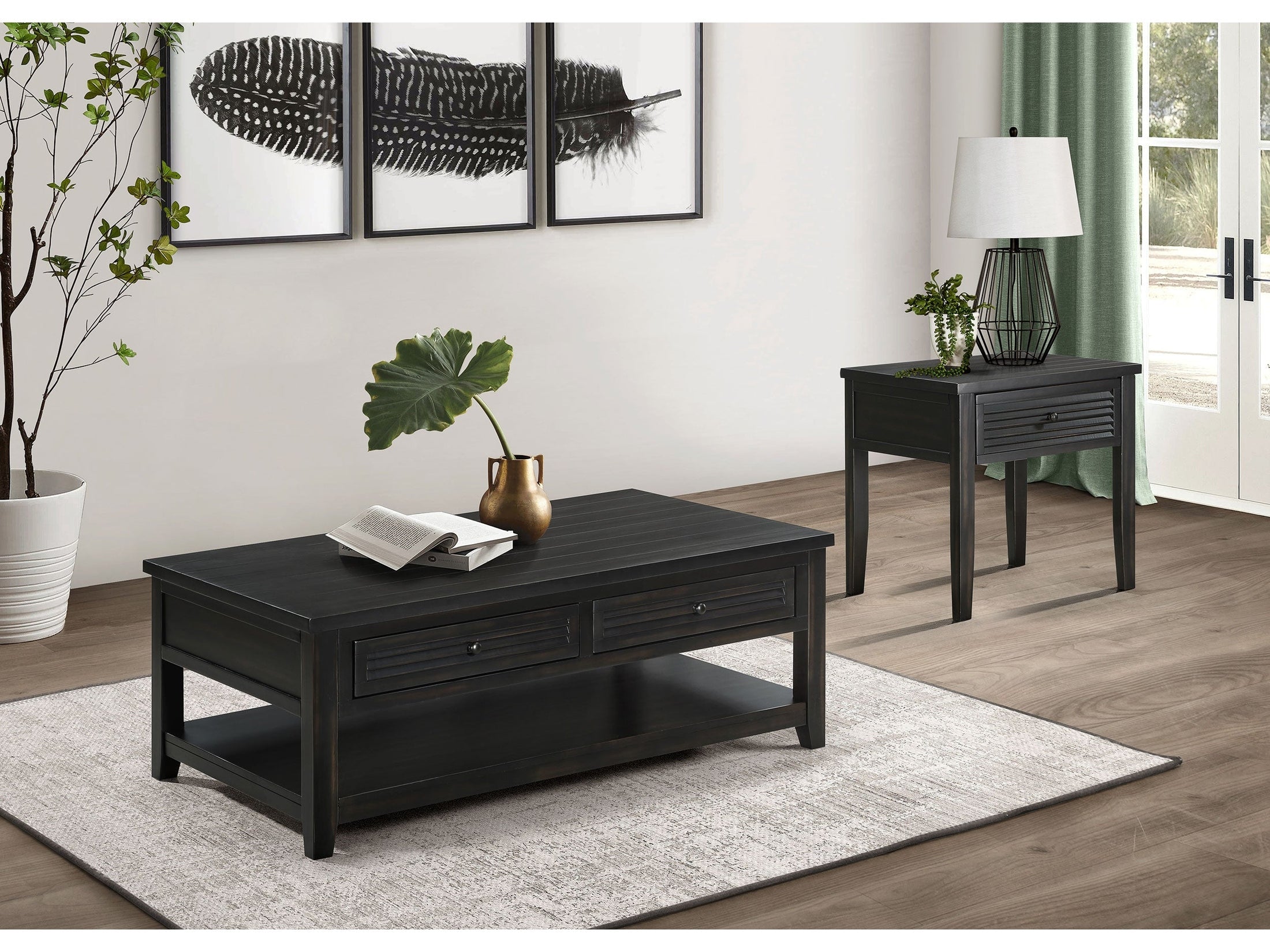 Concord 1-drawer Square End Table Distressed Java