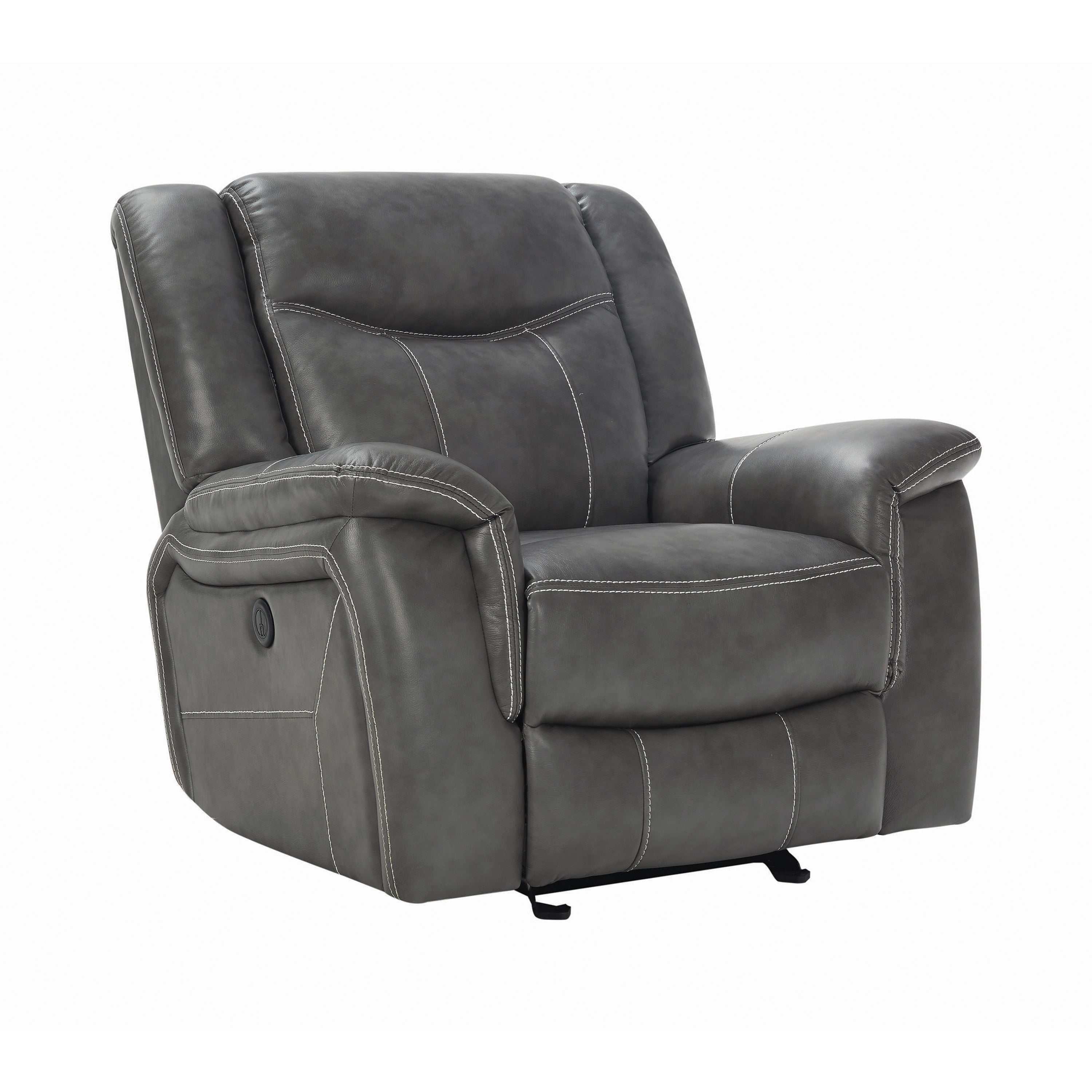 Conrad Upholstered Padded Arm Glider Recliner Grey