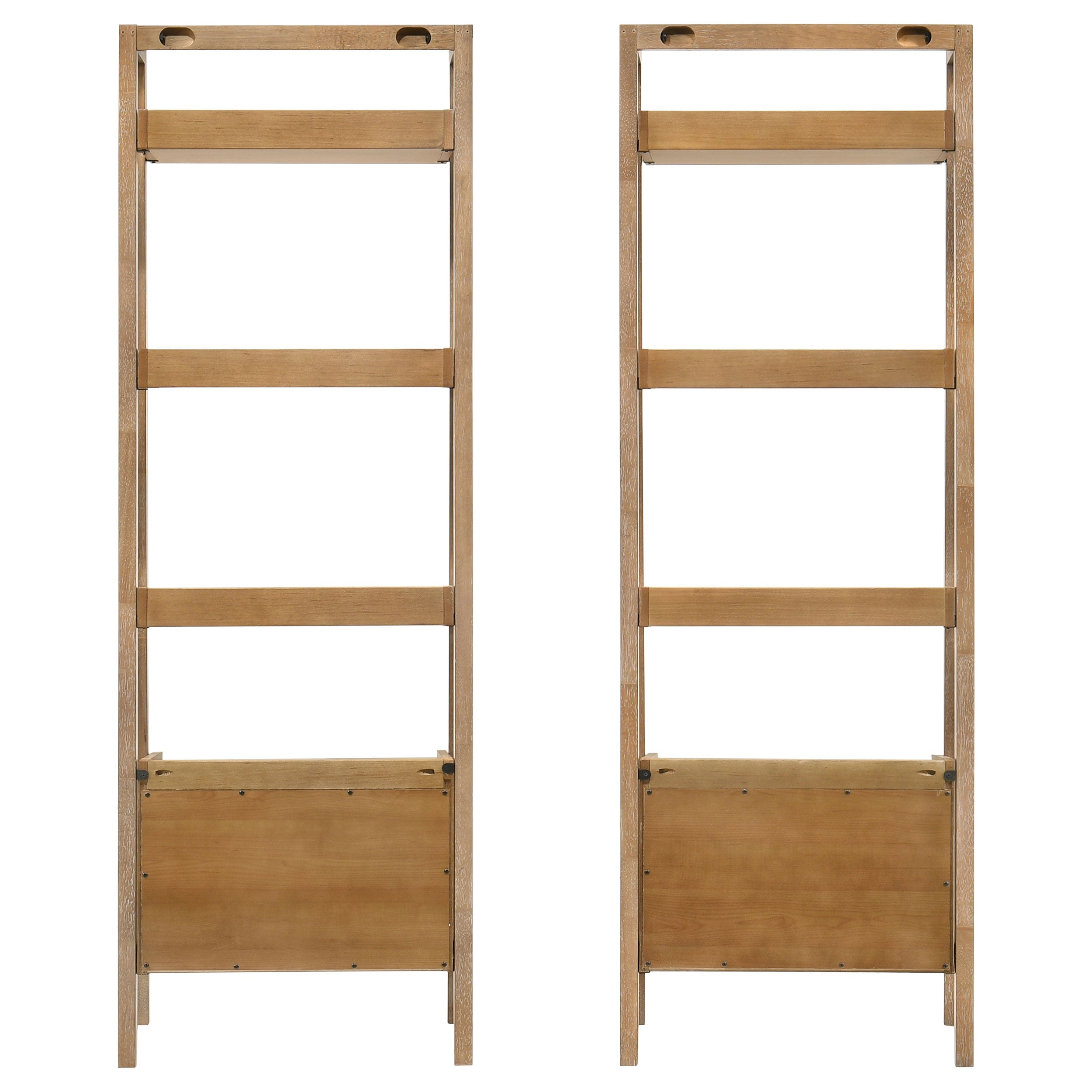 Fabian 2-piece 3-shelf Bookshelf with Drawer Distressed Light Brown