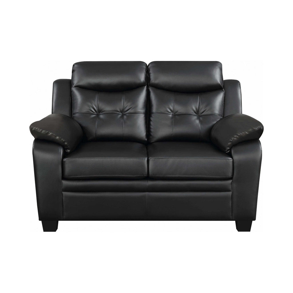 Finley 2-piece Upholstered Padded Arm Tufted Sofa Set Black