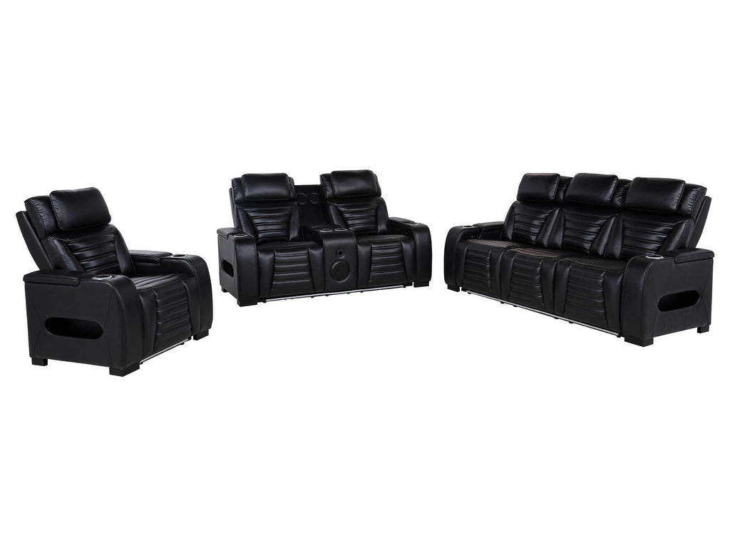Zuma 2-piece Faux Leather Dual Power LED Sofa Set Black