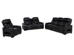 Zuma 2-piece Faux Leather Dual Power LED Sofa Set Black