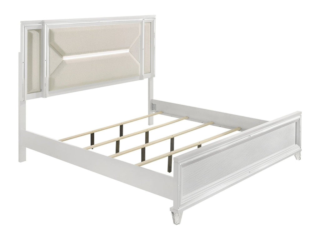 Marmore 64-inch Eastern King Panel Bed LED Headboard White