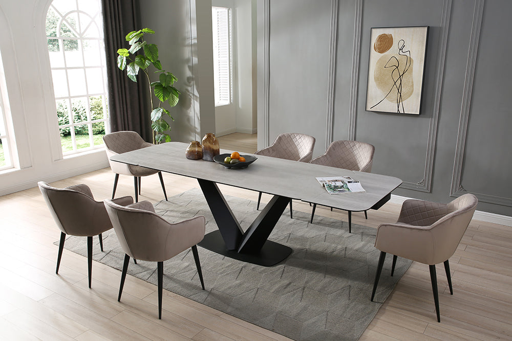 ESF Furniture - 9189 Dining Table 7 Piece Dining Room Set w-1ext - 9189TABLE-7SET