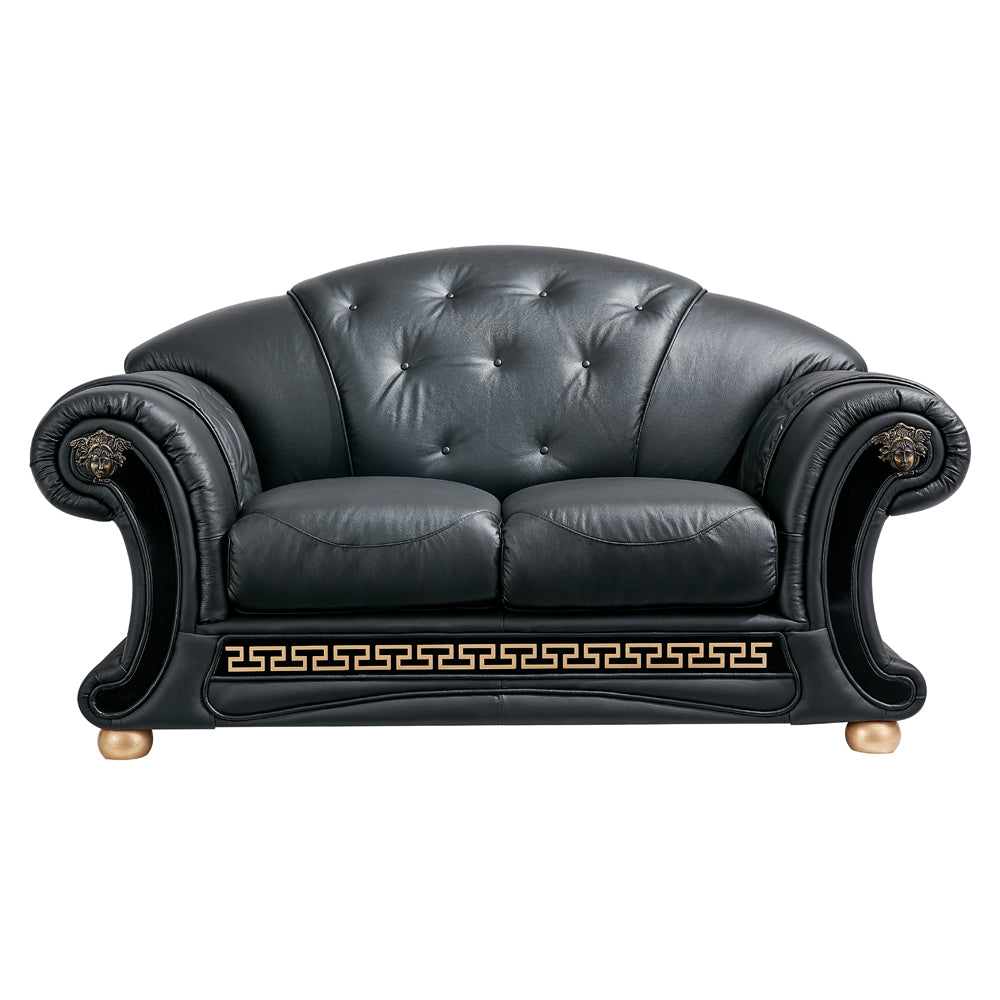 ESF Furniture - Apolo 3 Piece Living Room Set in Black - APOLO3BLACK-3SET