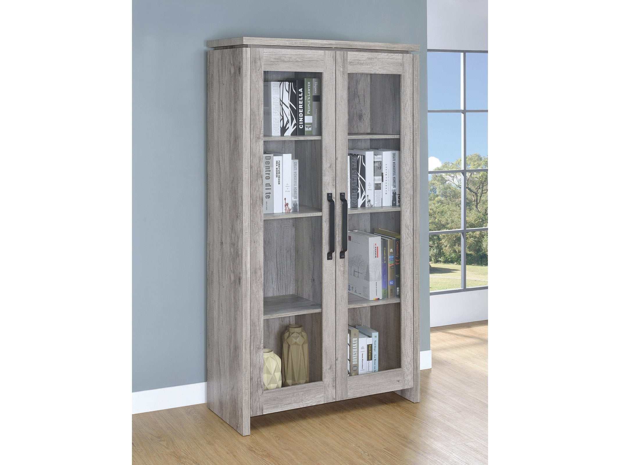 Alejo 2-door Engineered Wood Tall Cabinet Grey Driftwood