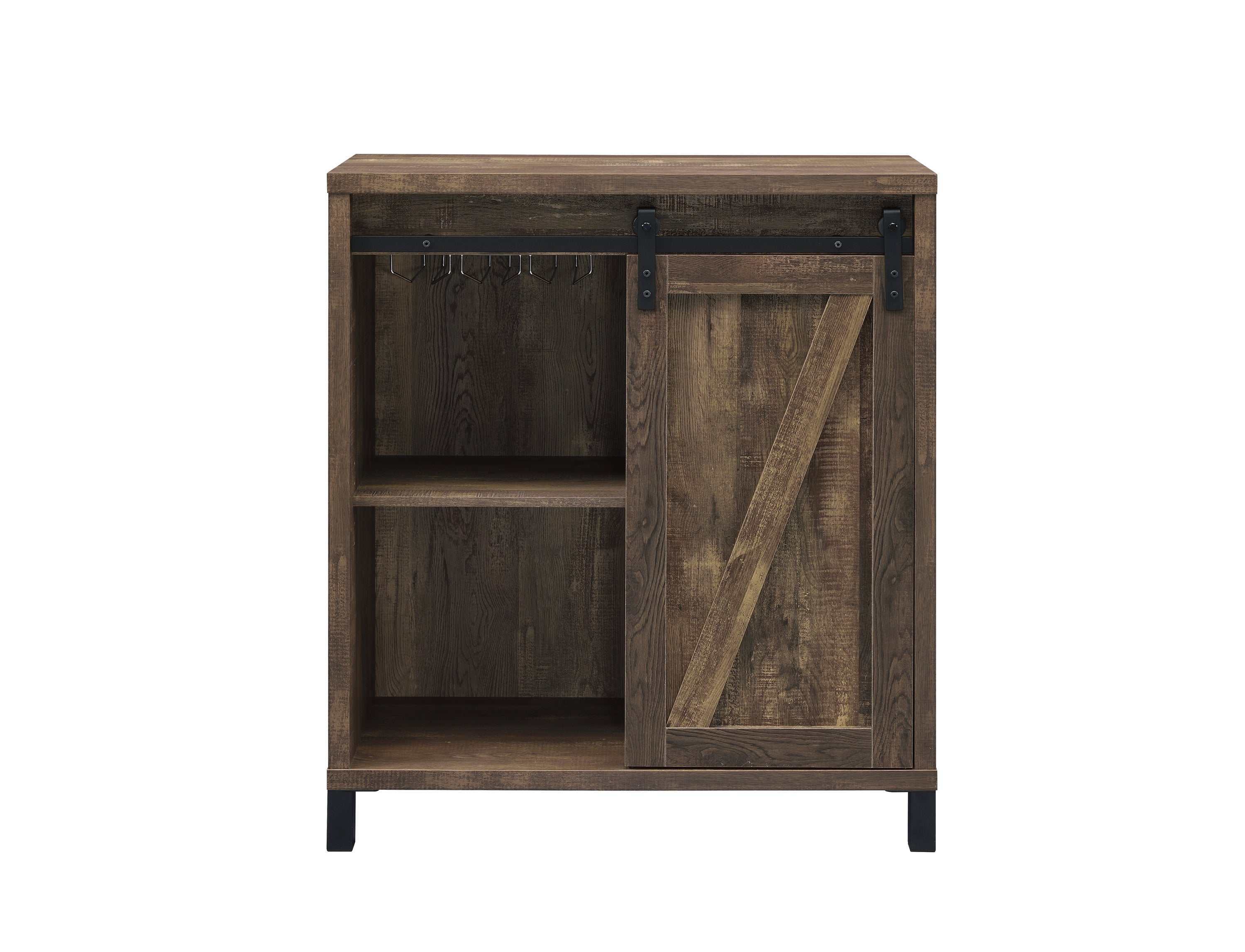 Arlington Sliding Door Home Bar Wine Cabinet Rustic Oak